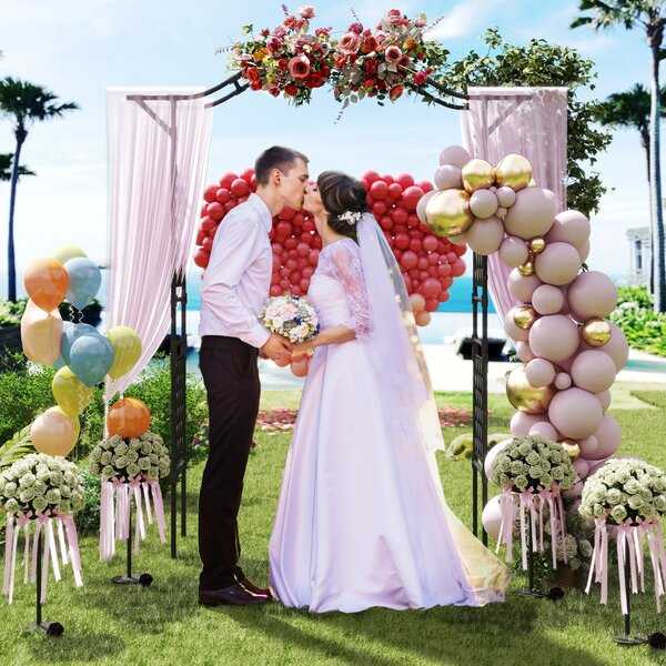 Costway Arco da giardino con traliccio per piante rampicanti, Grande arco da esterno per festa matrimonio Nero