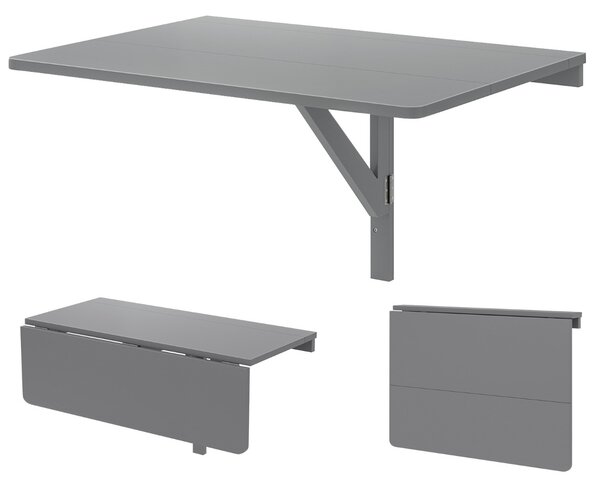 Costway Scrivania galleggiante per piccoli spazi cucina camera da letto lavanderia, Tavolo pieghevole a parete Grigio