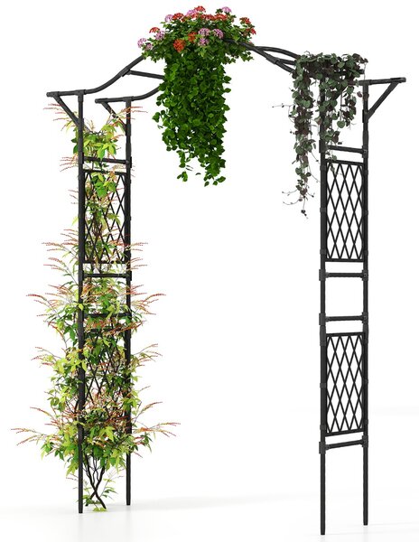 Costway Arco da giardino con traliccio per piante rampicanti, Grande arco da esterno per festa matrimonio Nero