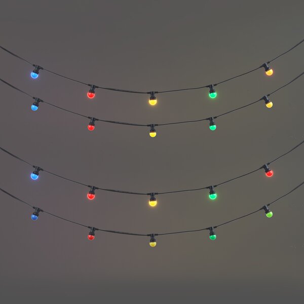 Catena luminosa nera collegabile 10m con spina, 20 luci E27, IP64 - LUBBER