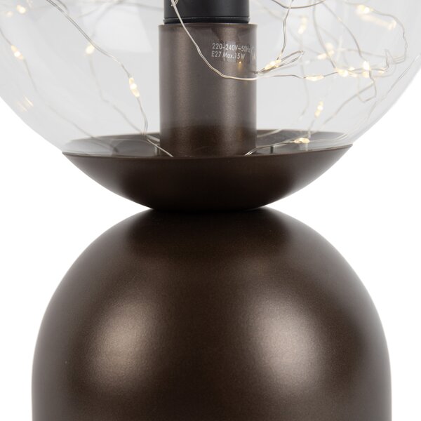 Lampada da tavolo Hotel Chic bronzo scuro con vetro trasparente incl. cavo E27 - Pallon Trend