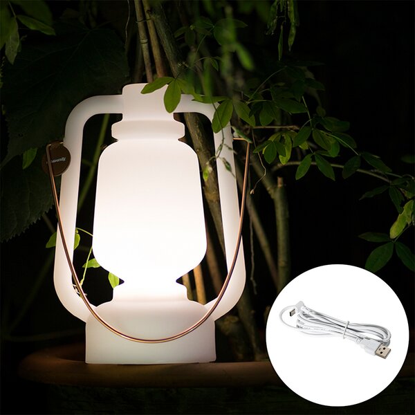 Lampada da tavolo bianca IP44 con altoparlante Bluetooth - STORM Music