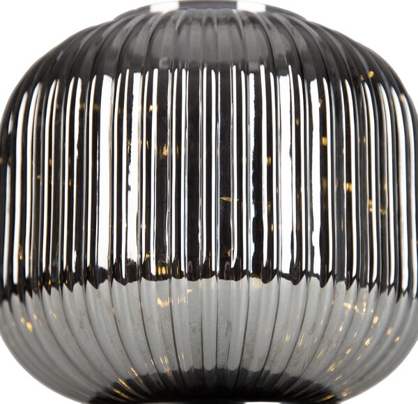 Lampada da tavolo Art Déco nera con vetro fumé e cavo E27 incluso - Karel