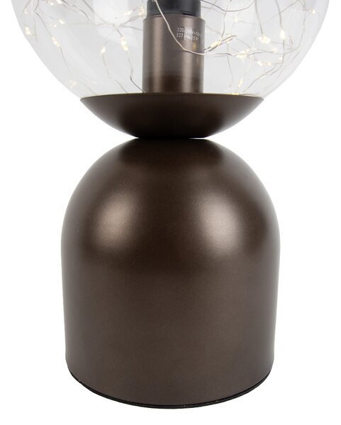 Lampada da tavolo Hotel Chic bronzo scuro con vetro trasparente incl. cavo E27 - Pallon Trend
