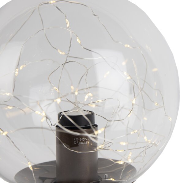 Lampada da tavolo Hotel Chic bronzo scuro con vetro trasparente incl. cavo E27 - Pallon Trend