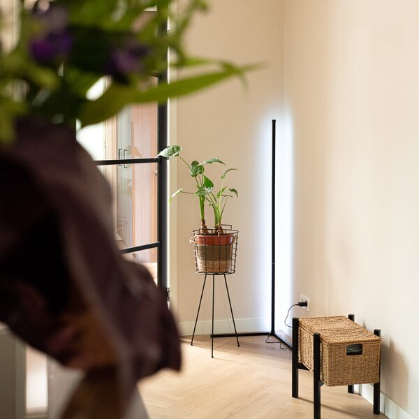 Lampada da terra nera con LED RGB e telecomando - Carla