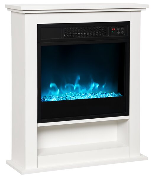 HOMCOM Camino Elettrico 1800W con Fiamme 9 Colori, Telecomando e Timer, Bianco | Aosom Italy