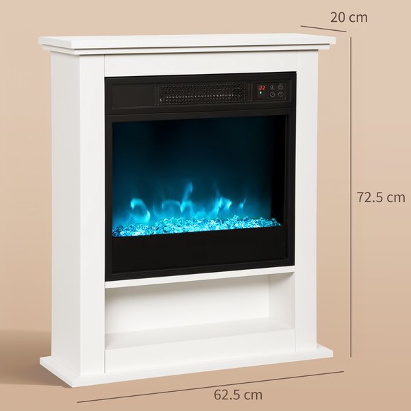 HOMCOM Camino Elettrico 1800W con Fiamme 9 Colori, Telecomando e Timer, Bianco | Aosom Italy