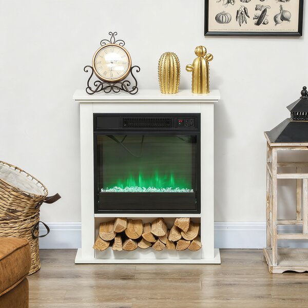 HOMCOM Camino Elettrico 1800W con Fiamme 9 Colori, Telecomando e Timer, Bianco | Aosom Italy