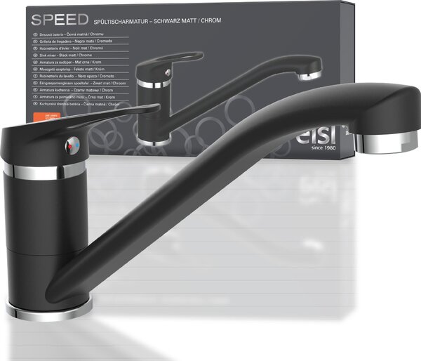 Miscelatore da cucina eisl SPEED, miscelatore da cucina girevole a 360°, miscelatore da cucina, cromo/nero opaco
