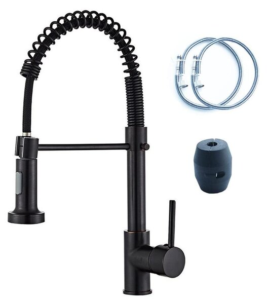 Rubinetto da cucina girevole a 360° con doccetta estraibile - Acciaio inossidabile - Due modalità - Design resistente - Rubinetto per lavello