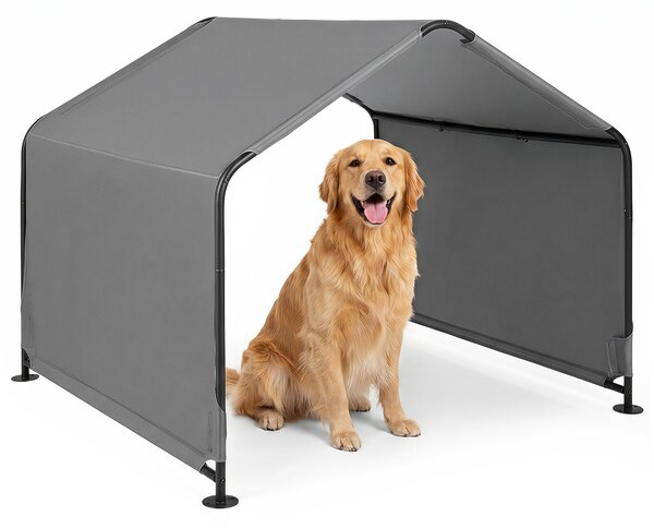 Costway Rifugio ombra per cani grandi/medie/piccole, Casa per animali all'aperto con tetto impermeabile Grigio