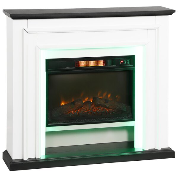 HOMCOM Camino Elettrico 1800W con LED RGB, Effetto Fiamma e Mantello, 105x27x97 cm, Nero | Aosom Italy