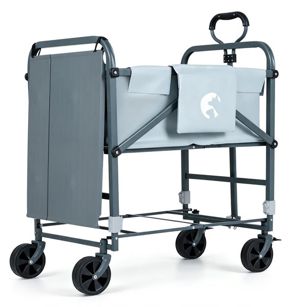 Costway Vasca bagno per cani portatile per animali piccoli e medi, Piscina cani rialzata con foro di drenaggio e piano cura rimovibile con maniglia e tasche
