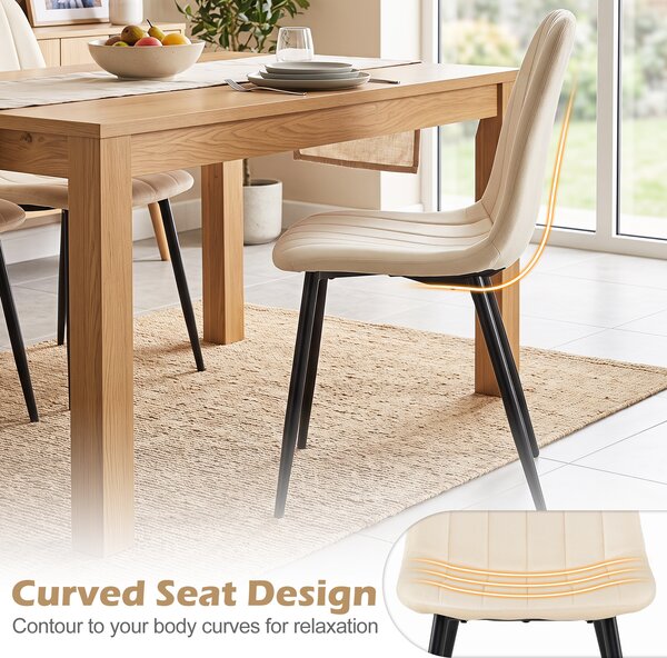 Costway Set di 4 sedie da pranzo imbottite con seduta morbida in schiuma e tessuto, Moderne sedie da cucina per soggiorno e camera Beige