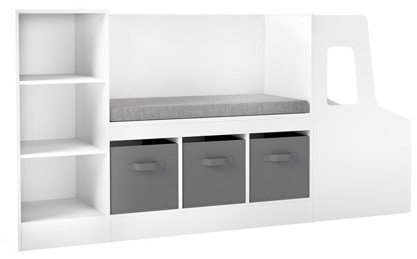 Costway Libreria montessoriana per bambini a forma di auto con panca, Scaffale portagiochi in legno con 6 scomparti per cameretta e stanza dei giochi