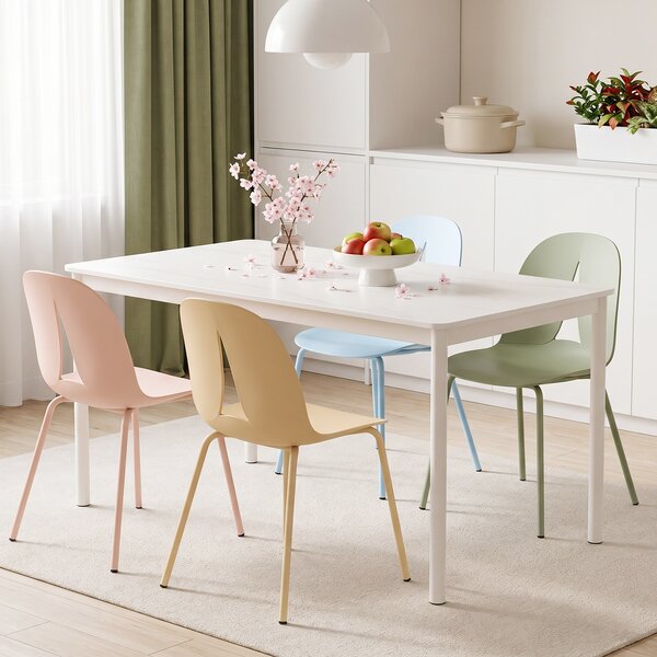 Costway Set di 4 sedie da pranzo in plastica per soggiorno e sala pranzo, Sedia da cucina ergonomica con schienale curvo cavo