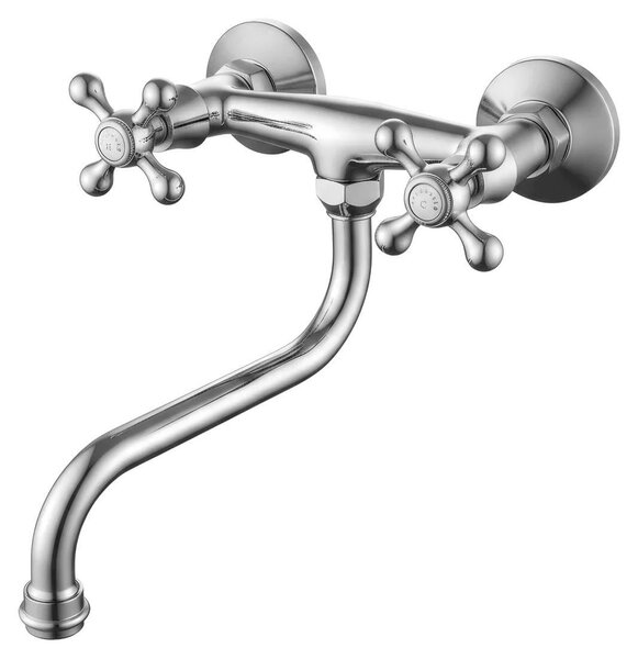 Miscelatore da cucina a parete, finitura cromata, modello Heritage Ascot CR-4111-HA, marca Aquanello