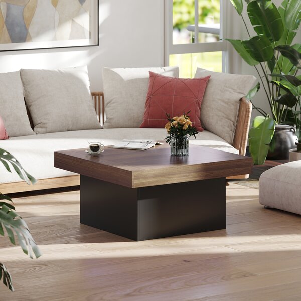 HOMCOM Tavolino Quadrato Moderno con LED 16 Colori, 90x90x45 cm, Noce | Aosom Italy