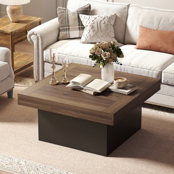 HOMCOM Tavolino Quadrato Moderno con LED 16 Colori, 90x90x45 cm, Noce | Aosom Italy