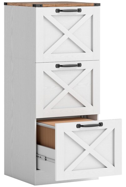 HOMCOM Cassettiera da Ufficio con 3 Cassetti per Cartelle A4, 40x40x101 cm, Bianco | Aosom Italy