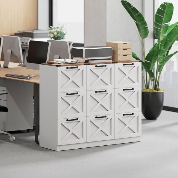 HOMCOM Cassettiera da Ufficio con 3 Cassetti per Cartelle A4, 40x40x101 cm, Bianco | Aosom Italy