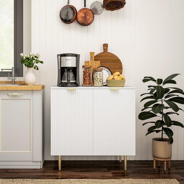 HOMCOM Credenza da Cucina con 2 Ante, Ripiano Regolabile e Piedini Rialzati, 80x40x80 cm, Bianco | Aosom Italy