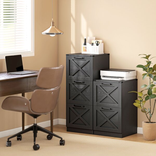 HOMCOM Cassettiera da Ufficio con 2 Cassetti per Cartelle A4, 40x40x71 cm, Nero | Aosom Italy