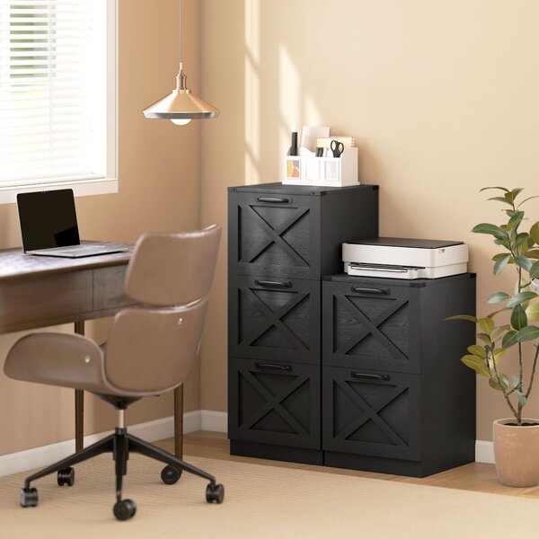 HOMCOM Cassettiera da Ufficio con 3 Cassetti per Cartelle A4, 40x40x101 cm, Nero | Aosom Italy