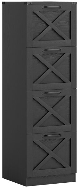 HOMCOM Cassettiera da Ufficio con 4 Cassetti per Cartelle A4, 40x40x131 cm, Nero | Aosom Italy
