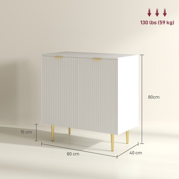 HOMCOM Credenza da Cucina con 2 Ante, Ripiano Regolabile e Piedini Rialzati, 80x40x80 cm, Bianco | Aosom Italy