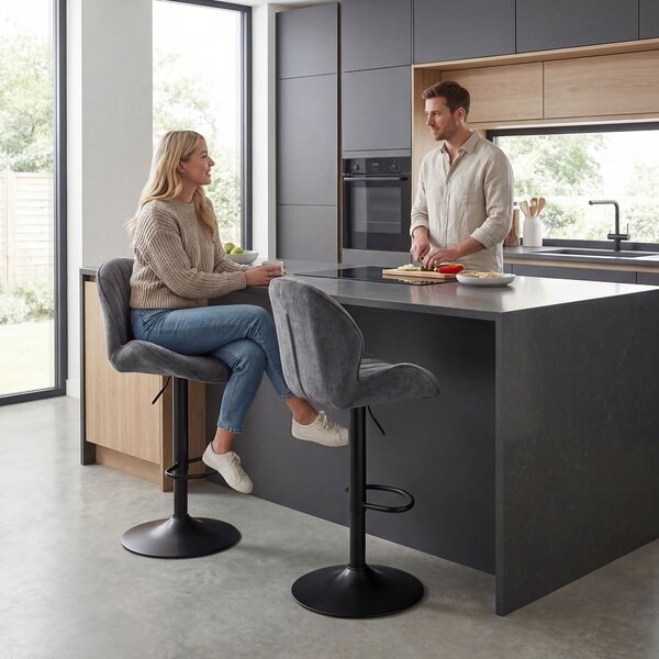 HOMCOM Set 2 Sgabelli da Bar Girevoli a 360° con Schienale, Regolabili 62-83 cm, Grigio | Aosom Italy