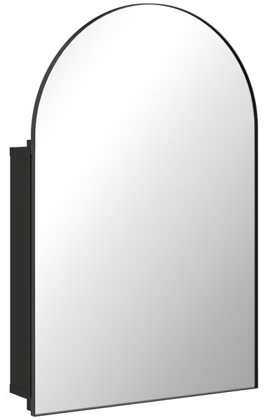 HOMCOM Armadietto con Specchio da Bagno, Porta Curva 180° e 3 Ripiani, 50x12x76 cm, Nero | Aosom Italy