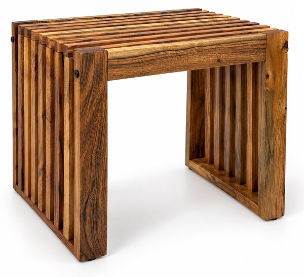 Relaxdays, panchina, legno di acacia oliato, dimensioni: 43 x 45 x 33 cm, ideale per cucina, ingresso, bagno e camera da letto, panca da pranzo, colore marrone