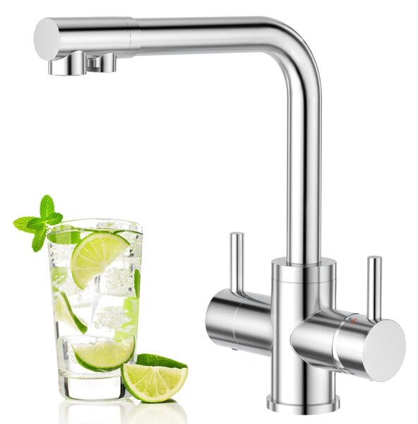 Rubinetto da cucina a due maniglie della marca 4 Weg, con erogatore di acqua potabile, cromato