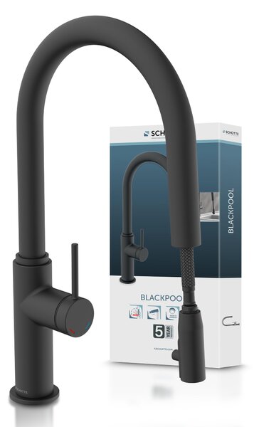 Miscelatore per lavello SCHÜTTE BLACKPOOL, nero opaco, con bocca estraibile
