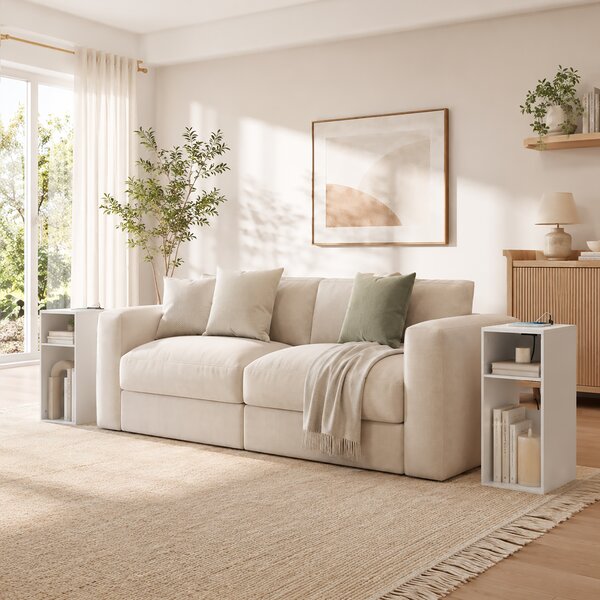 HOMCOM Set 2 Tavolini da Salotto Moderni con Ripiani Aperti, 2 prese AC e 2 porte USB, Design Sottile, Bianco | Aosom Italy