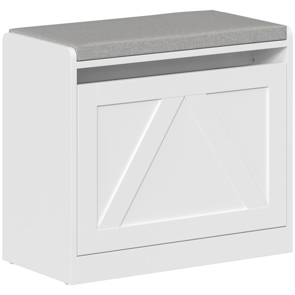 HOMCOM Panca Scarpiera con Cassetto a Ribalta, 60x30x52 cm, Bianco | Aosom Italy