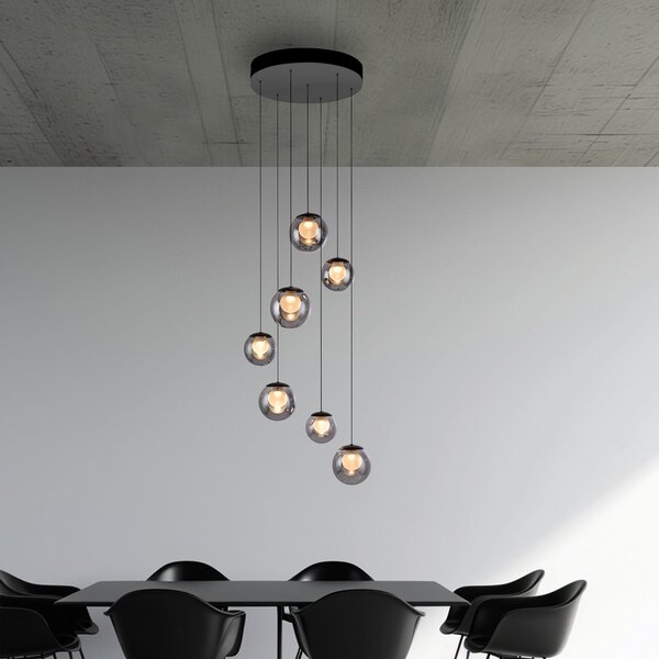 Lampada a sospensione PURE, Popup, dimmerabile, Grigio, Soggiorno, Vetro