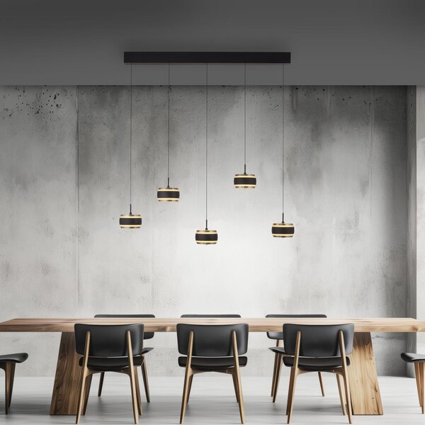 Lampada a sospensione PURE, Falling Rings, dimmerabile, Nero, Soggiorno, Metallo, Moderno