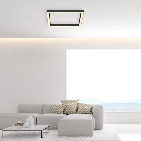 Plafoniera PURE, PURE Lines Square, dimmerabile, Nero, Soggiorno, Metallo, Moderno