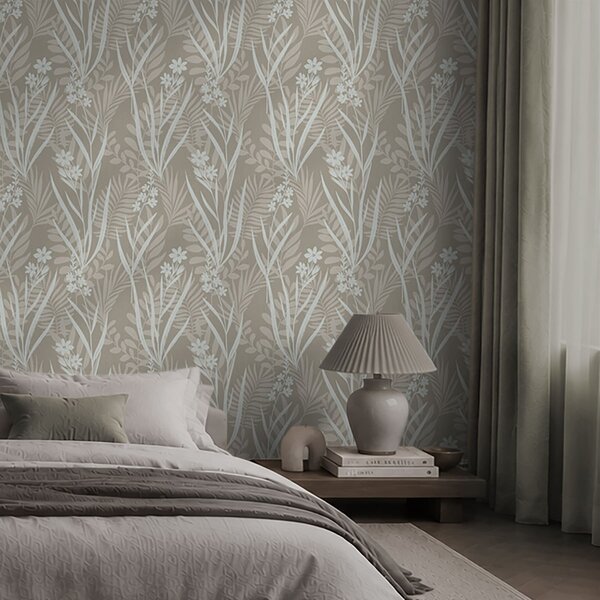 Carta da parati Piante di prato dai colori chiari su uno sfondo beige, Parati fiori e piante classici, a00444 : Uwalls.it