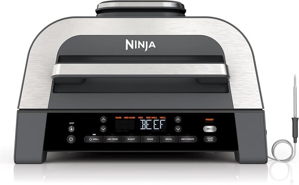 Ninja Friggitrice ad Aria MAX + Griglia 6 in 1 Capacit 3,8 Litri Potenza 1700 Watt colore Grigio/Argento - DG551EU