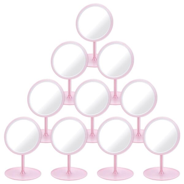 Elzusha - Set di 10 specchietti da trucco rosa - Portatili e rotondi - Ideali per feste