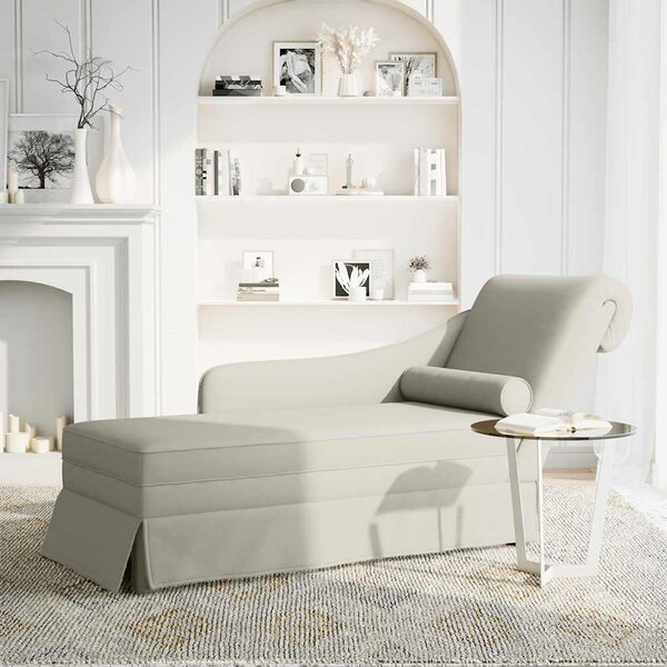VidaXL Chaise longue con bracciolo destro e bolster in velluto crema