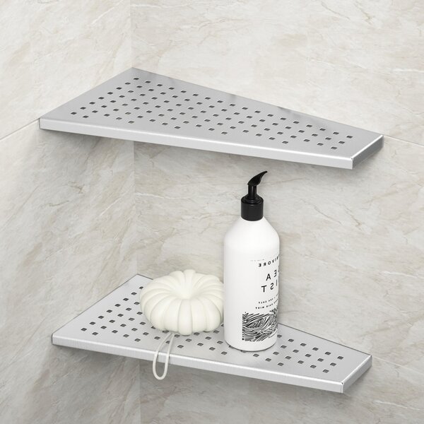 Solidchoice - Pannello angolare per bagno in acciaio inossidabile, senza necessità di foratura