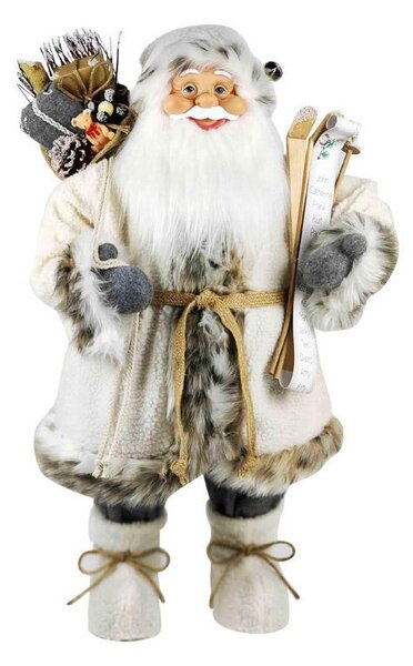 Pupazzo Babbo Natale H80 Cm Con Vestiti In Tessuto Bianco