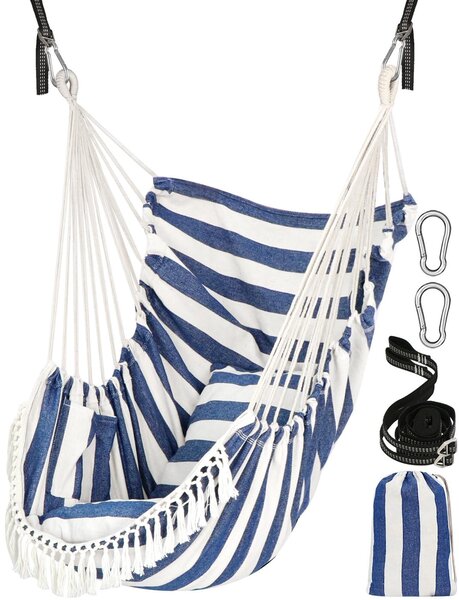 Omgoods - Sedia a dondolo - Include 2 cuscini, ganci e cinghie resistenti, confortevole