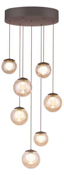 Lampada a sospensione PURE, Popup, dimmerabile, Bronzo / Ottone anticato, Soggiorno, Vetro