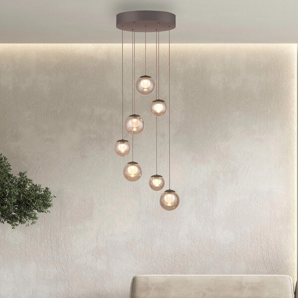 Lampada a sospensione PURE, Popup, dimmerabile, Bronzo / Ottone anticato, Soggiorno, Vetro